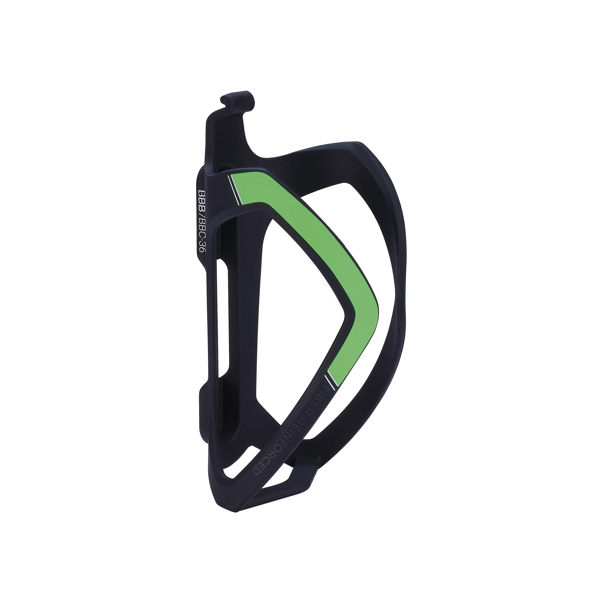 BBB Cycling Water Bottle Holder Universal Bike Bottle Cage for Road Bike and MTB Lightweight FlexCage BBC-36 Matt Black/Green