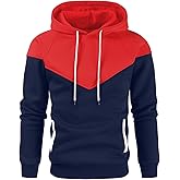 Niceif Men's Midweight Fleece Pullover Hoodies Casual Color Block Hooded Sweatshirt with Pockets