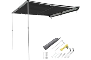 Yescom Ripstop Vehicle Awning 8.2x8.2' Retractable Car Side Roof Rack Overlanding Shade for RV SUV Truck Tailgate Outdoor Camping Travel Gray
