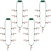 4PCS Light up Christmas Necklace, Christmas Necklace with Glow Candy Cane Accessories, 3D Light Xmas Necklaces with 7 Candy Cane Pendent, 3 Modes Xmas Necklaces Decor for Ugly Sweater Family Party