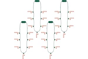 EOBOH 4PCS Light up Christmas Necklace, Christmas Necklace with Glow Candy Cane Accessories, 3D Light Xmas Necklaces with 7 Candy Cane Pendent, 3 Modes Xmas Necklaces Decor for Ugly Sweater Family Party