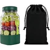 LEYAO Salad Jar with Built-in Fork &amp; Storage Bag, Salad Bowls to Go for Lunch, Leakproof Base, Thickened Meal Prep Bowl, On-the-Go Salad Kit