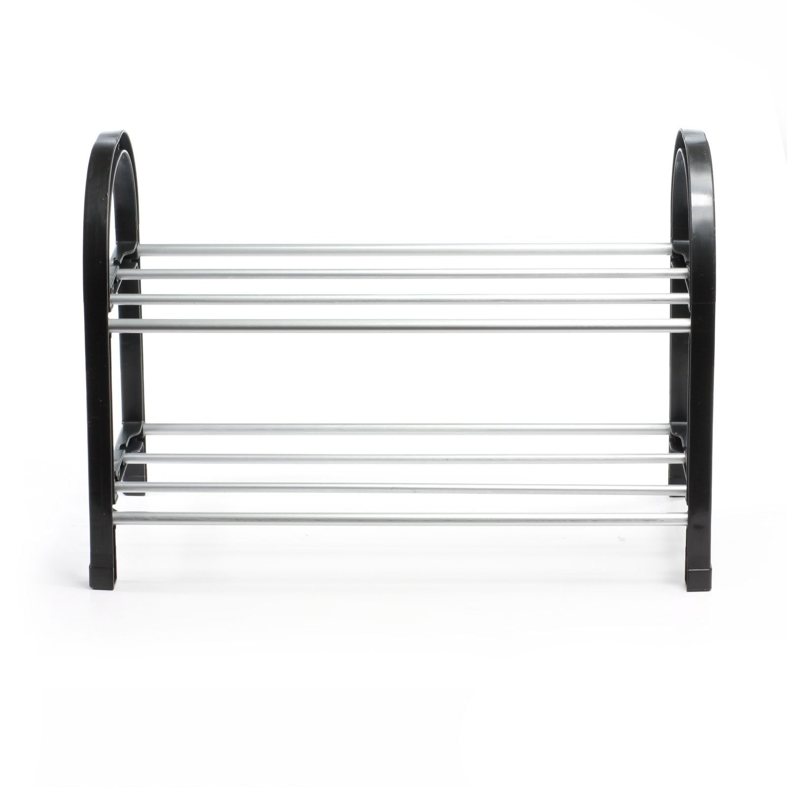Small Bedroom Shoe Rack black and silver 42cm