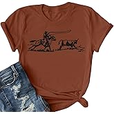 Retro Rodeo Shirt Women Cowgirl Bleached T Shirt Western Cowboy Rodeo Outfit Country Music Tee Short Sleeve Top