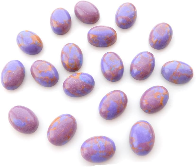 5 Pcs Purple Turquoise Cabochons Lot Loose Gemstone 14x10mm Oval Shape Callibrated Cabochon, Wholesale Lot For Jewelry Making