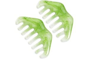 COMNICO Massage Comb, 2 PCS Jade Natural Guasha Scraping Scalp Comb Facial Care Massage Multifunctional Tool Gua Sha Comb Birthing Comb Massager for Head Caring Body Relaxing