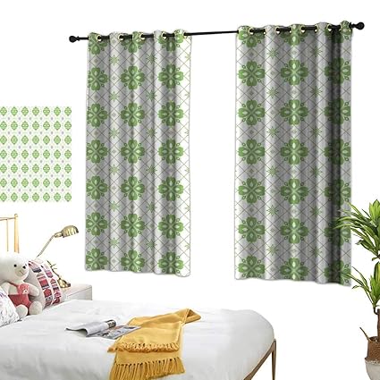 Amazon Com Kitchen Curtains Green Leaf Diagonal Checkered