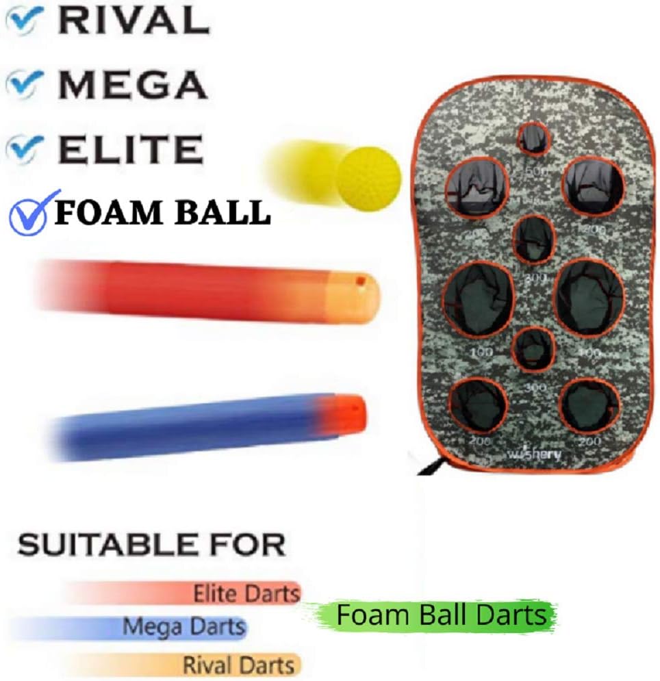 wishery Kids Large Target Compatible with Nerf Guns Mega, Fortnite, Rival, N-Strike Elite Series, Ball Guns. Outdoor Shooting Practice with net. Party, War Games, Gift, Toys for Boys & Girls: Toys & Games