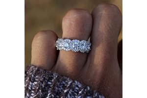 GUIDECUN Fashion CZ Crystal Diamond Halo Wedding Band Gold Plated Cubic Zirconia Eternity Band Ring Jewelry for Women (US Size 6)