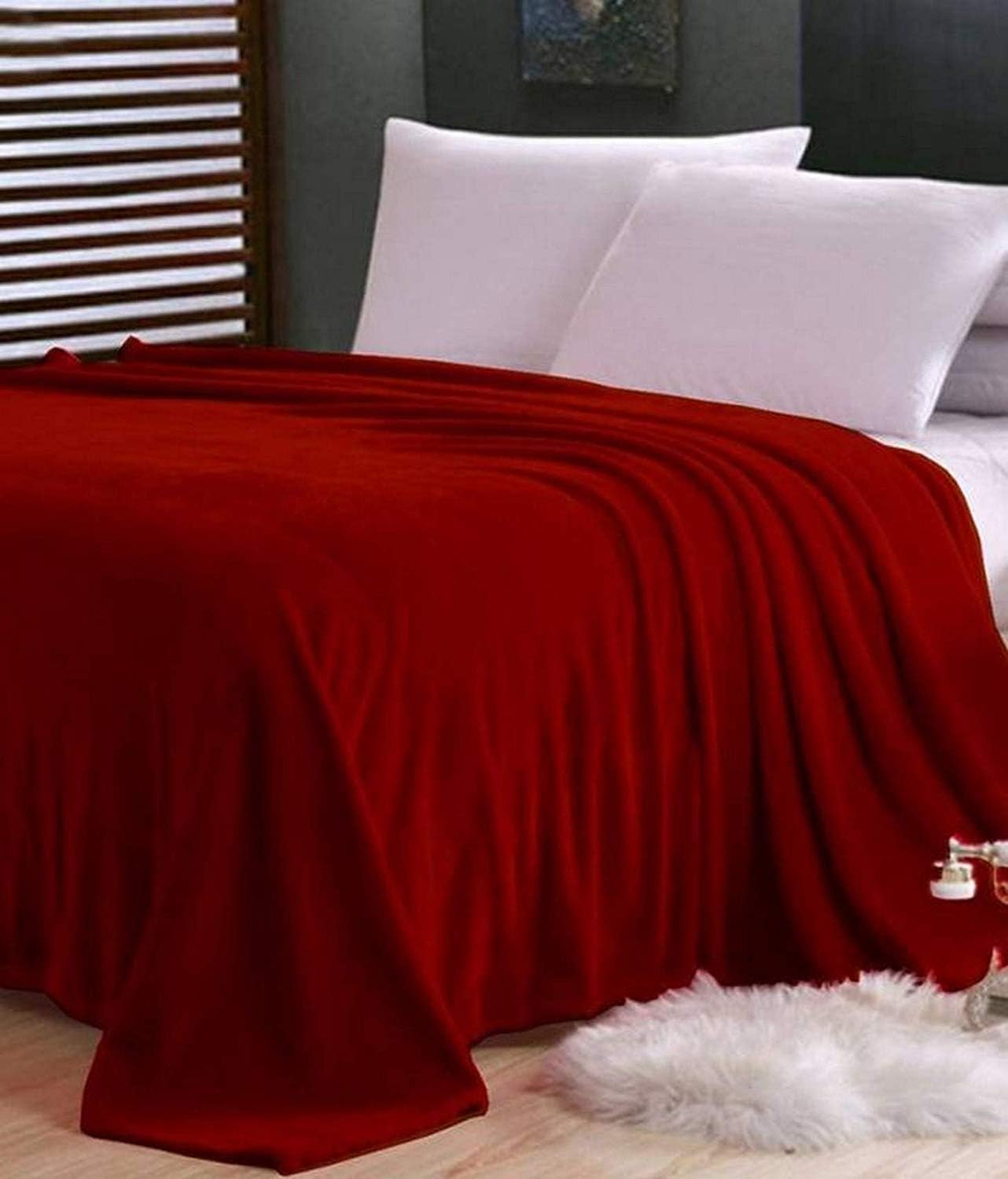 SANJAYSUNIL Single Bed Fleece/AC Blanket,Maroon (60x90 inches)