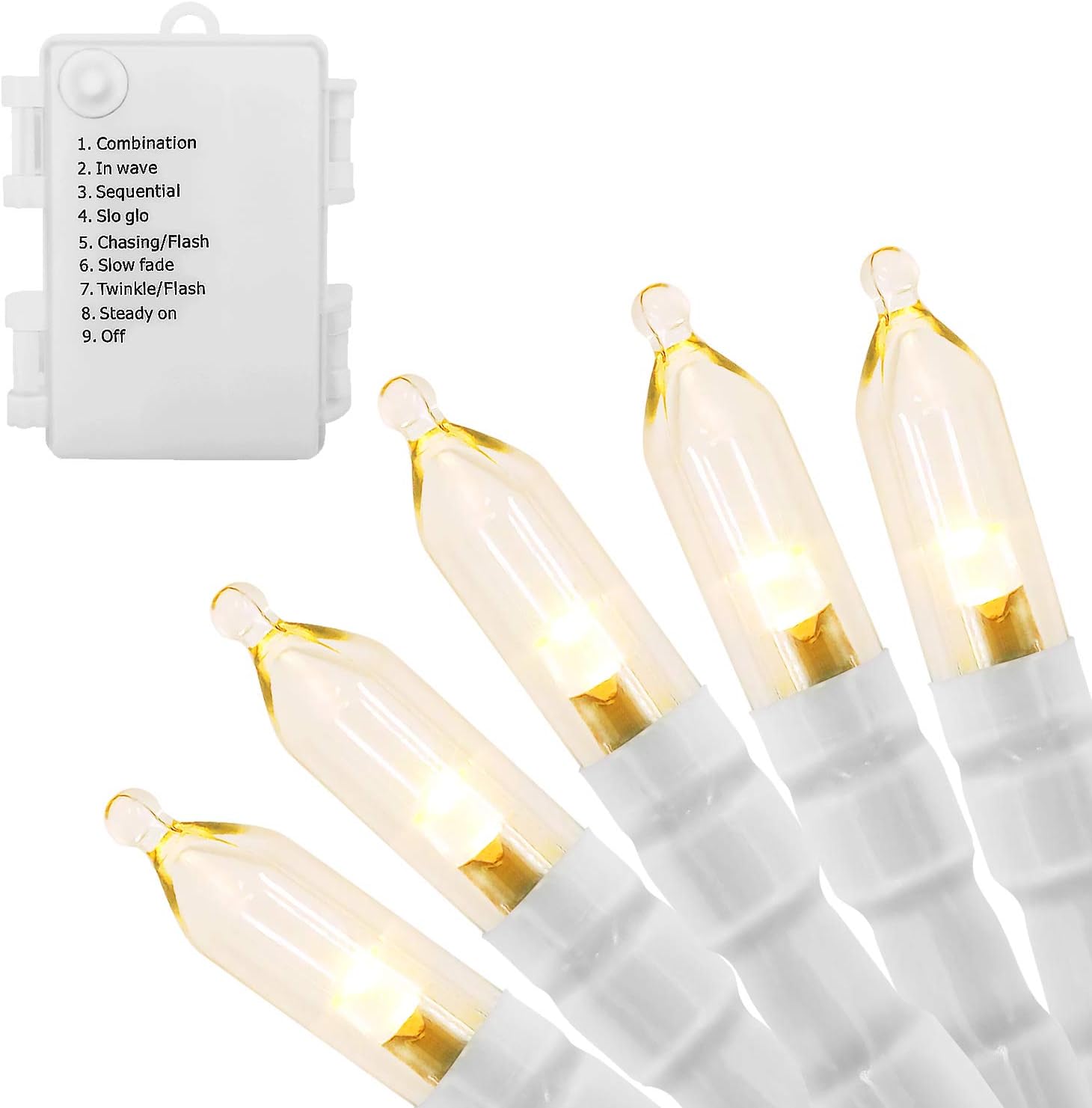 Battery Operated String Lights Christmas Lights - Outdoor String Lights 16ft 50 LED String Lights Decorative String Lights White Wire for Indoor Outdoor Wedding Party Home Garden Waterproof Warm White