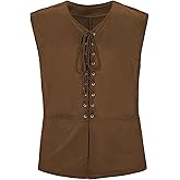 Zando Mens Pirate Vest Renaissance Medieval Viking Costume Halloween Cosplay