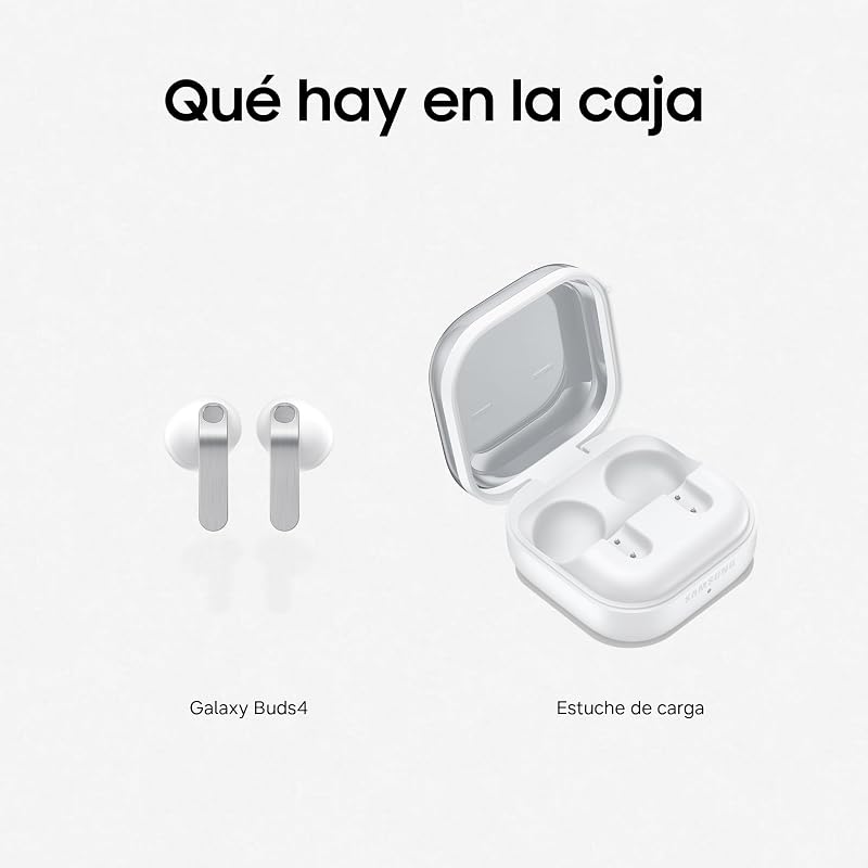 Galaxy Buds4, Auriculares Bluetooth, Audio 240bit/96 kHz, Cancelación de Ruido Adaptativa, Agente IA de Voz, Garantía del Fabricante 3 Años+1 Año Extra, Blanco (Versión Española)