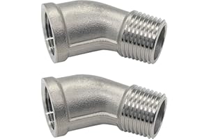Beduan 45 Degree Street Elbow 1/4" NPT Male x 1/4" NPT Female Stainless Steel Cast Pipe Fittings for Water Fuel Air(Pack of 2)