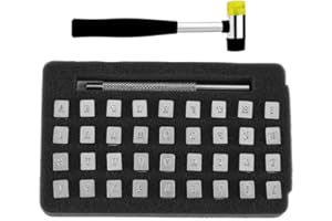 HOULIBIFY Leather Stamping Tools with Rubber Hammer, 38 PCS Leather Different Shape Saddle Making Stamp Punch Set Leather Carving Tools Leather Stamps Leather Punch Tools (38PC)