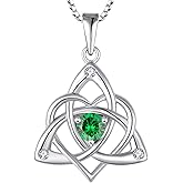 STARCHENIE Celtic Knot Necklace for Women 925 Sterling Silver Trinity Love Knot Pendant Birthstones Jewelry