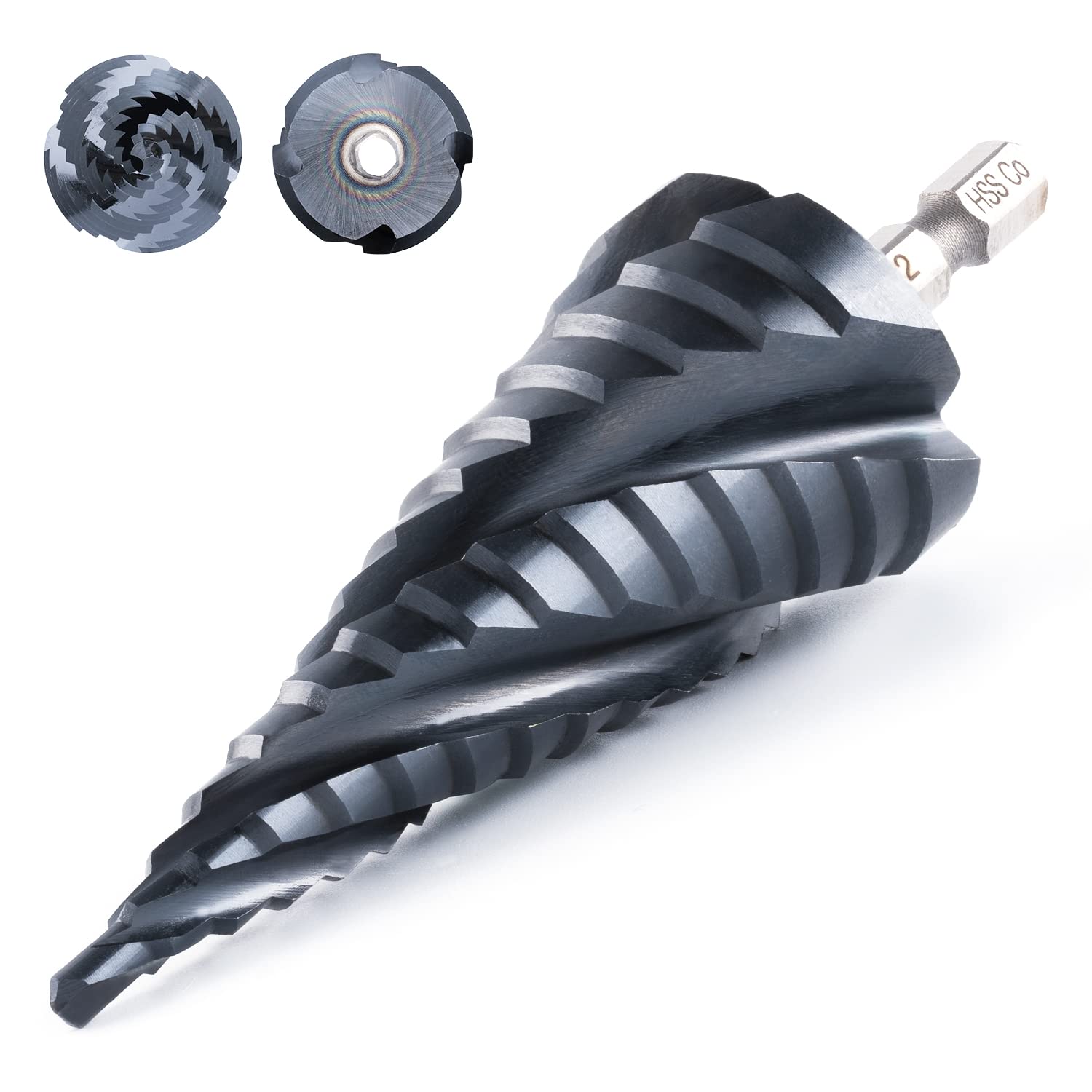 toolant Four Spiral Flute Cobalt Step Drill Bit(Pro Max), 4-32mm Impact Ready Four Spiral Flutes Unibit Step Bit, 1/4" Hex Shank Unibit for Metal, Stainless Steel, Aluminum, Wood, Plastic — image 1