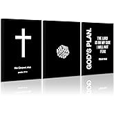 Christian Jesus Wall Art Black White God Canvas Wall Decor Religious Bible Verse Poster Modern Christian Cross Painting Artwork Christ Scripture Prints Picture for Bedroom 12x16 Inch Unframed Set of 3