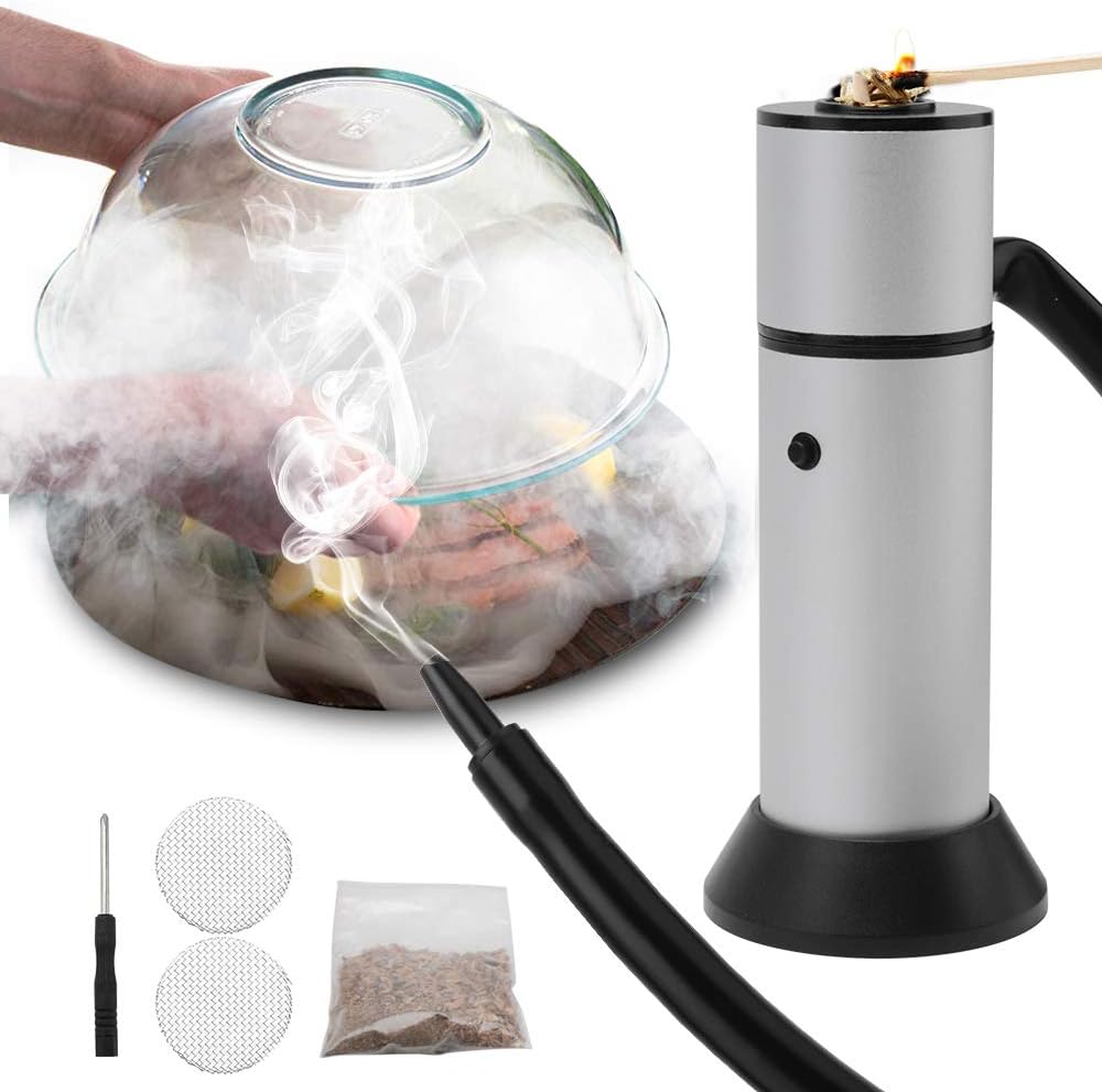 NGwenyicanI Food Cold Smoke Generator Portable Molecular Cuisine Smoking Gun Meat Burn Smokehouse Cooking for BBQ Grill Smoker Wood