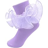 MKYSZLT Girls Ruffle Socks Toddler Girl Frilly Dress Socks Double Lace Big Ruffles Fold Over Church Fancy Sock for Baby Kids