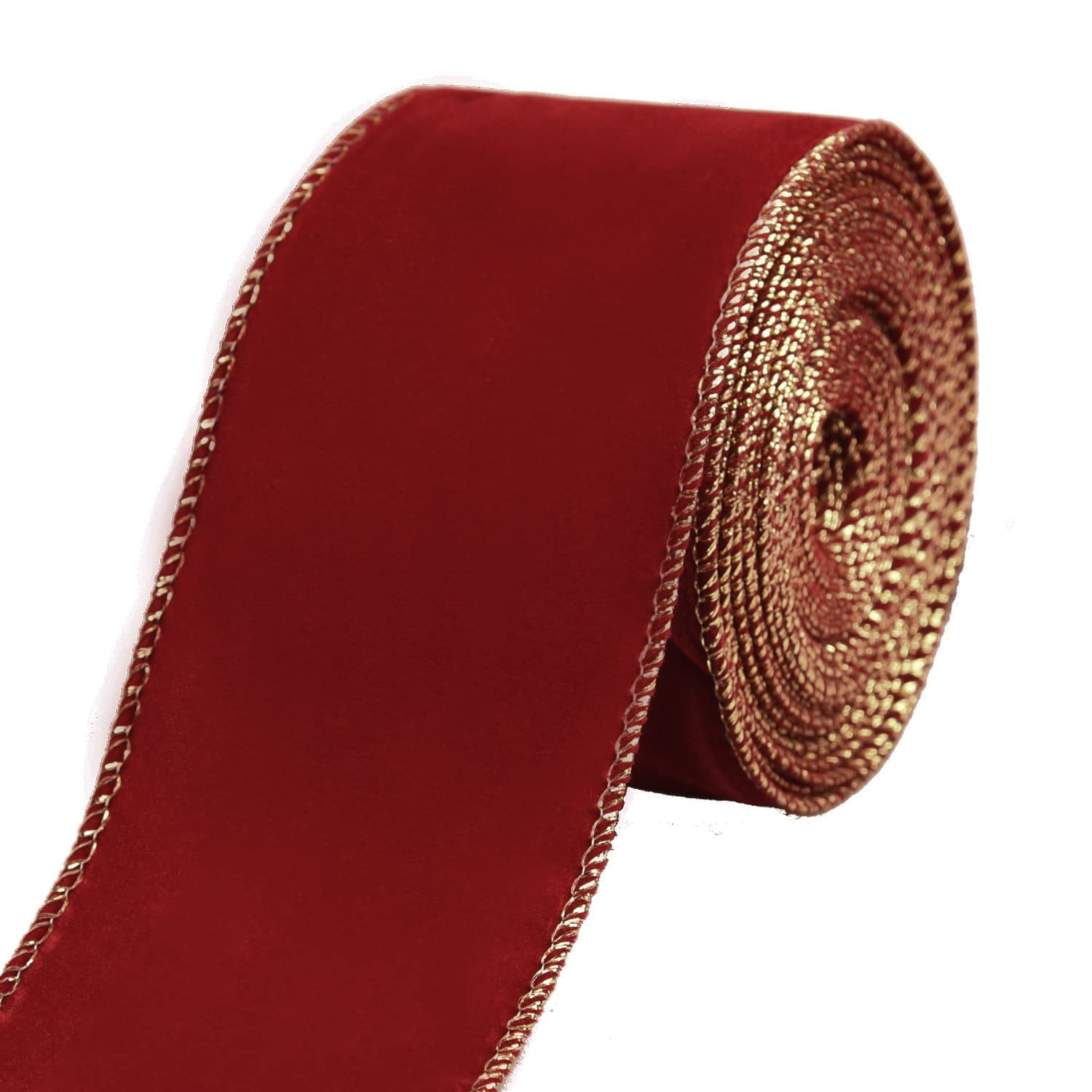 UNVOJL 6.3CM x 6M Christmas Wired Edge Velvet Ribbon Burgundy Red Christmas Velvet Fabric Ribbon (Wine Red)