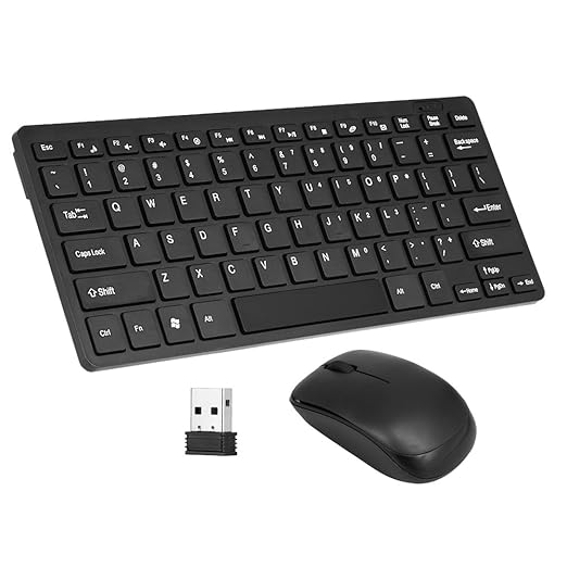 KKmoon 2,4 GHz Drahtlose Tastatur Maus Combo Ultra Dünn mit USB-Empfängeradapter Schutzhülle Zum Desktop Notebook Laptop Andr