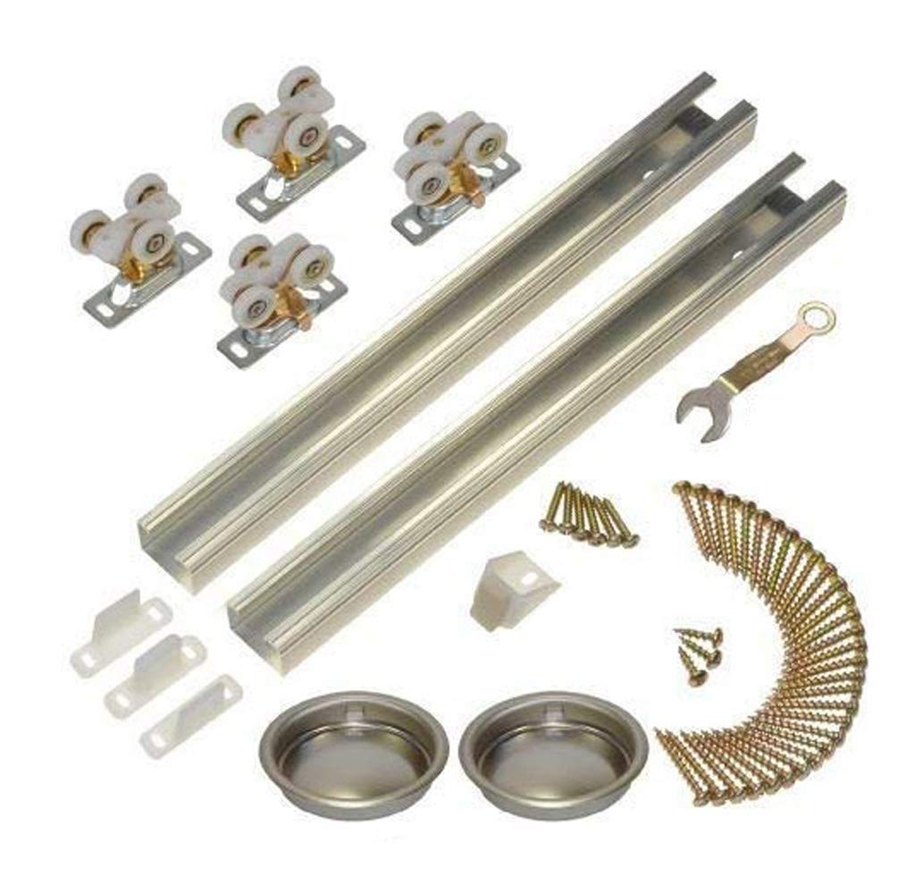 Johnson Hardware 111SD 96 in. 2-Door Heavy Duty Bypass Track/Hardware Set for 3/4 in. Or Thicker Doors to 150 lbs.