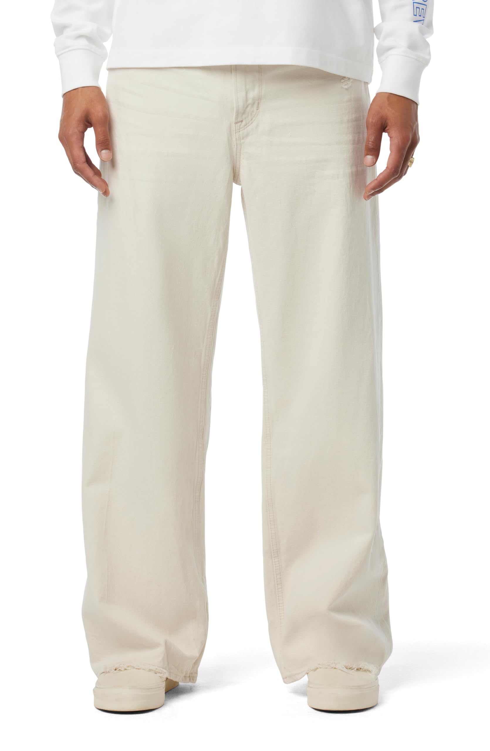 HUDSON Men’s Luca Loose Fit Wide Leg Denim Pant, White Sands
