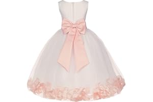 EKIDSBRIDAL Ivory Tulle Rose Floral Petals Toddler Flower Girl Dresses Bridal Gown 302T
