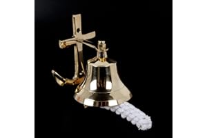 HANDCRAFTED TRADING CO. Solid Brass Anchor Bell Decorative Bell Indoor Outdoor Wall Bell Brass Bell Maritime Home Decor Gifts