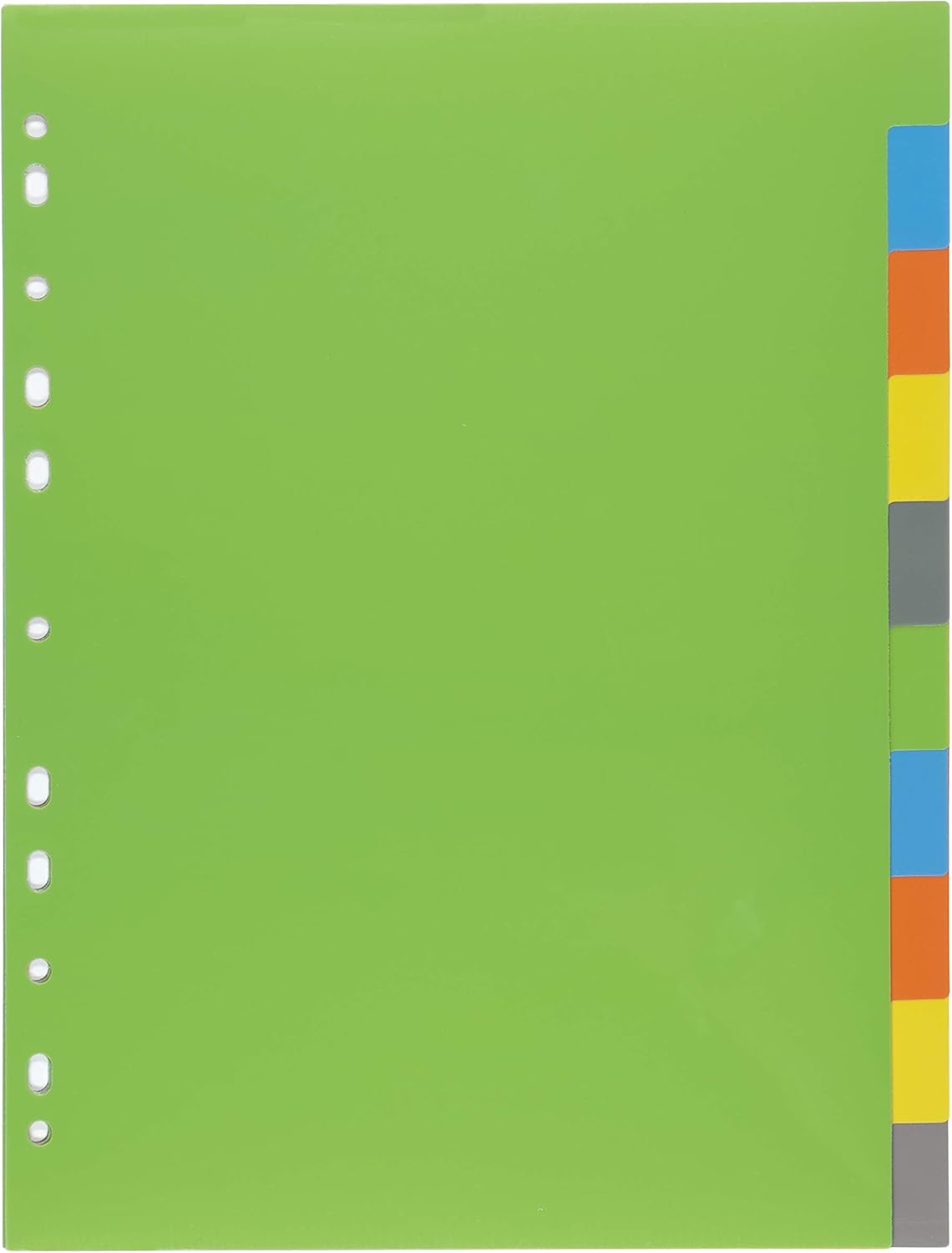 eco-eco A4 50% Recycled Multipunched Reinforced Colour Set 10 Subject Index File Dividers 200mic (Pack of 2) eco073x2 - Image 4