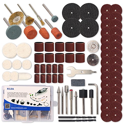 HILDA 92 Pcs Rotary Tool Accessories Kit, 1/8-inch Diameter Shanks Dremel Tool Accessories Multi-Functional Universal for Easy Cutting, Grinding, Sanding, Sharpening, Carving and Polishing