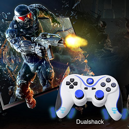 A-SZCXTOP 1 Pair Wireless Dualshock Bluetooth Game Controller Rechargeable Gamepad with USB Charging Cable for PS3 Playstation 3