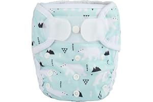 SIGZAGOR Baby Cloth Diaper Cover Nappy Hook and Loop Double Gusset 6.6lbs to 33lbs (Polar Bear)