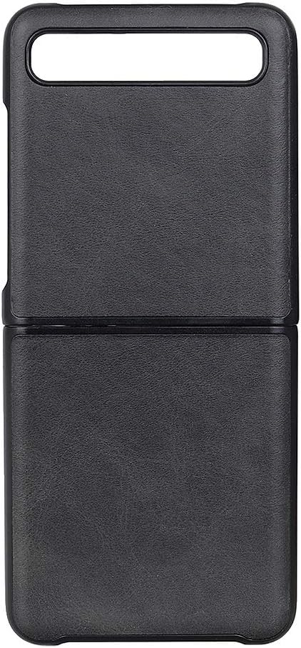 USPANDI Premium Solid Color Classic Flip PU Leather Wallet Case Cover for Samsung Galaxy Z Flip SM-F700F (Color : Black)