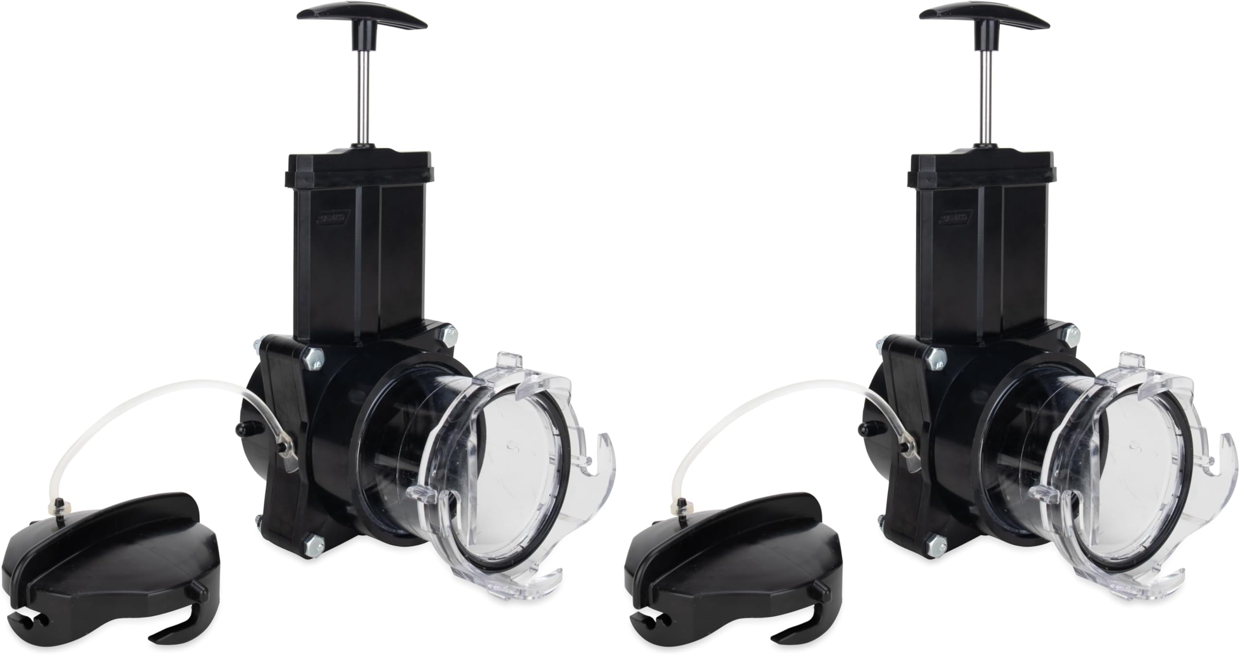 Camco Camper/RV Gate Valve - Features Built-In 3.5-Inch Clear Adapter & 4 Bayonet Prongs - Fits 3-Inch Sewer Fittings & Connects Easily to RV Drain Pipe (39053) (Pack of 2) Image