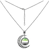 LAMIBEE LGBTQIA+ Rainbow Pendant Necklace, Reflects Pride Colors for Lesbian, Gay, Bisexual, Transgender, Non-Binary, and More, Adjustable 45cm + 5cm, Sun and Moon Design