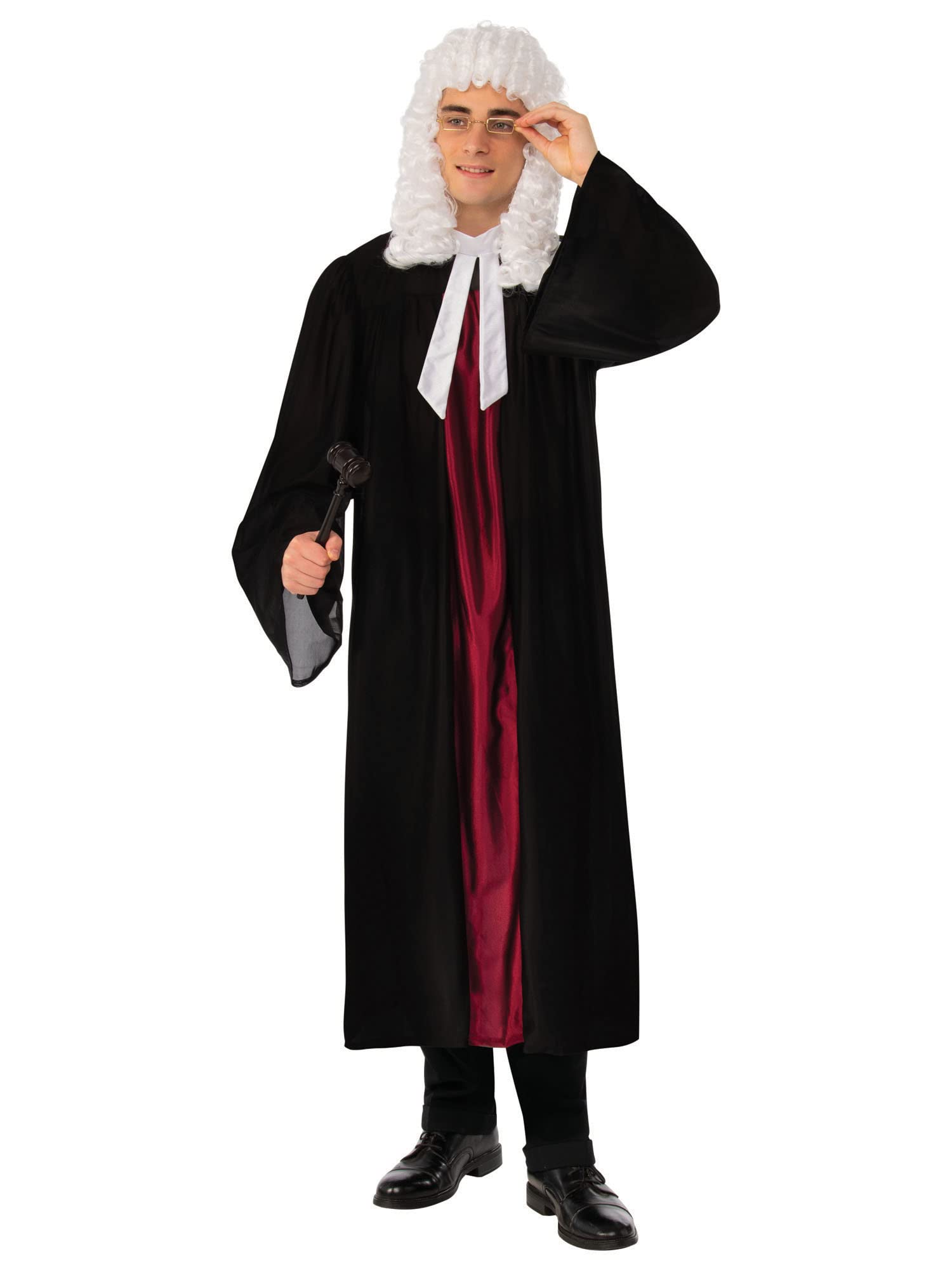 Rubies Adults Black Judge's Gown with Neck Tie Costume, Extra Large (1 Pc.) - Elegant Design, Perfect for Court-Themed Parties, Legal Events, World Book Day, Cosplay & More Halloween Halloween
