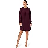 Adrianna Papell Womens Shirred Top Ruffle Neck Dress