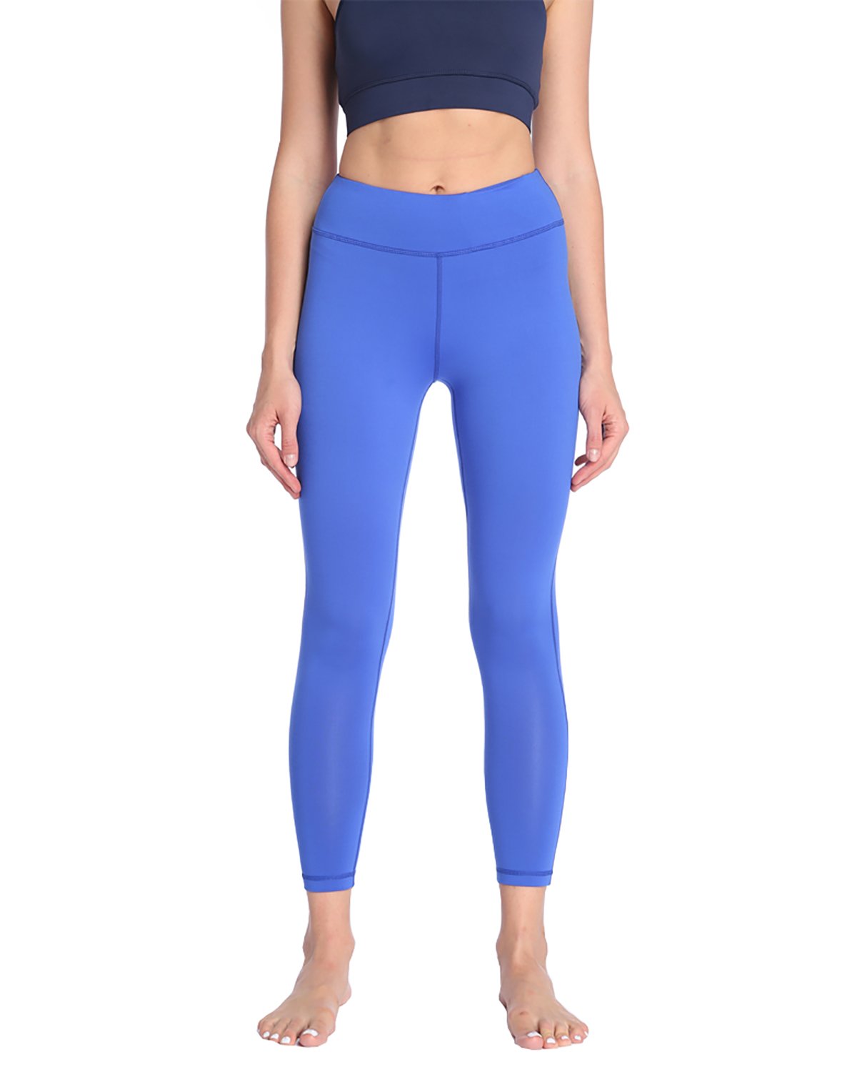 X-HERR Womens Compression Workout Yoga Leggings Power Flex Exercise Fitness Yoga Pant with High Waist Pockets (Blue,L)