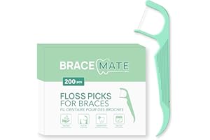 Floss Picks for Braces, 200 Count – Orthodontic Flossers with Slim Threader & Bracket Brush – Easy Daily Oral Care for Braces