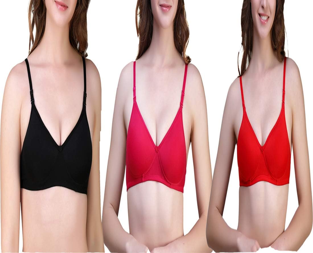 Imsa Moda Poly Cotton Adjustable Straps Padded Bra Pack of 3