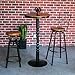 Round Wood Seat Bar/Counter Height Adjustable Swivel Metal Bar Stool/Chair for Bistro Pub Breakfast Kitchen Coffee, Set of 2, Black