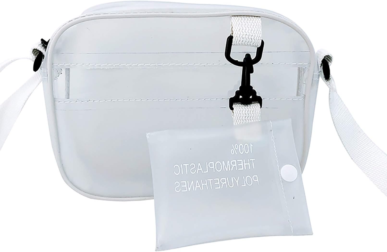 EnkrioTote Bag Translucent Waterproof PVC Messenger Shoulder Bag Make up Bag with Zipper and Adjustable Strap for Women Girl