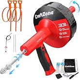 Drain Auger 33 Ft with Easy Cable Rewind System, Plumbing Snake with Drill Adapter, 2026 Upgraded Flexible Spring Steel Drain Cleaner for Kitchen, Bathroom, Shower &amp; Sink