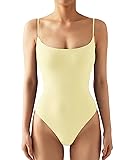SUUKSESS Women Sexy Square Neck Thong Bodysuit
