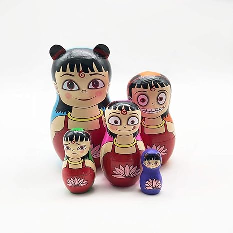 Amazon Co Jp ロシア製 マトリョーシカ人形 木製の入れ子人形 手作りの手作りの木製の入れ子人形の誕生日の家の装飾 ホーム キッチン