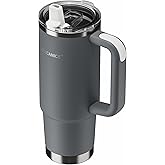 SILICANICE 30oz Insulated Tumbler with Handle, Leakproof Lid with Removable Spout and Straw, Double Wall Stainless Steel, Cup Holder Friendly, Travel/Gym/Office/Home - Gray