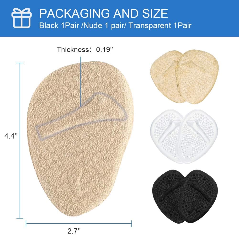 3 Pairs Metatarsal Pads for Women, Professional Reusable Silicone Ball of Foot Cushions, All Day Pain Relief and Comfort, One Size Fits Shoe Inserts, by Mildsun.: Health & Personal Care