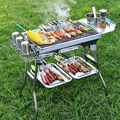 Barbecue Charcoal Grill Stainless Steel Folding Portable BBQ Tool Kits
